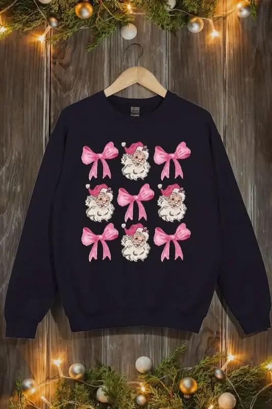 Coquette Pink Christmas Graphic Fleece Sweatshirts - Love Salve